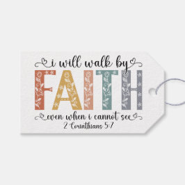 Boho Christian Walk by Faith Bible Verse Floral Geschenkanhänger