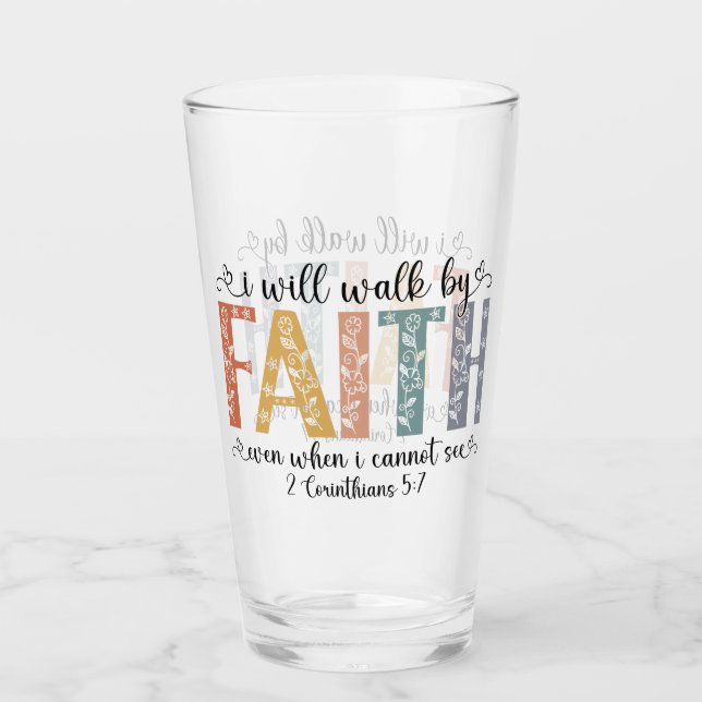 Boho Christian Walk by Faith Bible Verse Floral Glas (Vorderseite)