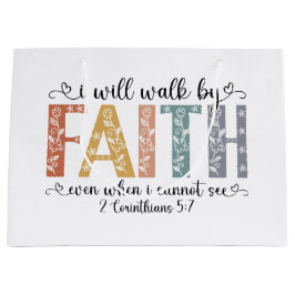 Boho Christian Walk by Faith Bible Verse Floral Große Geschenktüte
