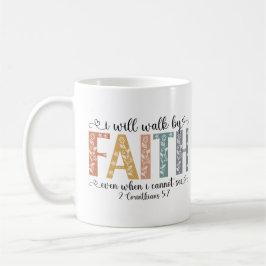 Boho Christian Walk by Faith Bible Verse Floral Kaffeetasse