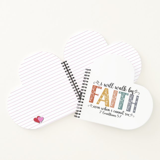 Boho Christian Walk by Faith Bible Verse Floral Notizbuch (Innenseite)