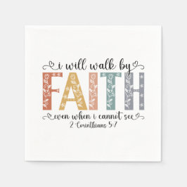 Boho Christian Walk by Faith Bible Verse Floral Serviette