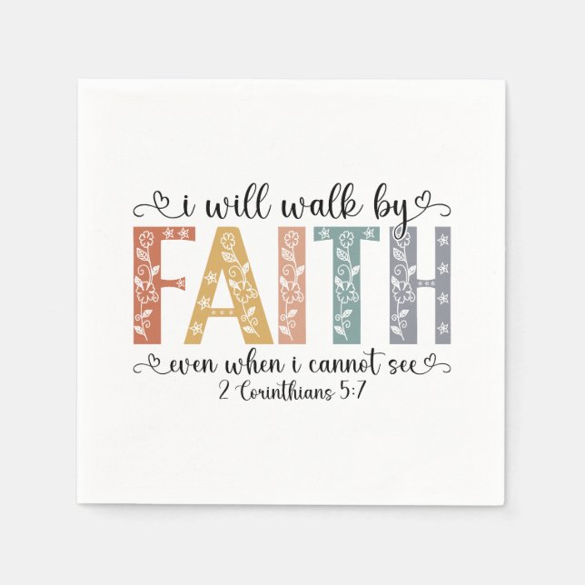 Boho Christian Walk by Faith Bible Verse Floral Serviette (Vorderseite)