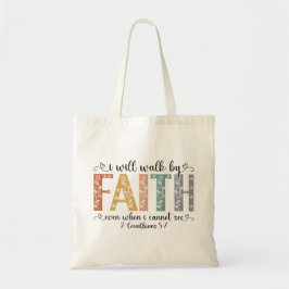 Boho Christian Walk by Faith Bible Verse Floral Tragetasche