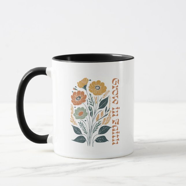 Boho Christlich Inspiration wächst im Glauben Tasse (Links)