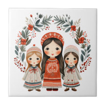 Boho Christmas Girls Skandinavier Folklore Art