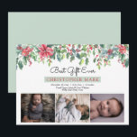 Boho Christmas Greenery Bestes Geschenk je Geburt Ankündigung<br><div class="desc">Sweet boho drei Foto "Best Gift Ever" rot,  mint und dunkelgrün Aquarell heilig und Beeren Blumenankündigung. Fügen Sie einfach Ihre Fotos und die Geburtsdetails Ihres wertvollen Babys vorn hinzu und Sie sind alle Set. Composite Design von Holiday Hearts Designs (Rechte vorbehalten).</div>