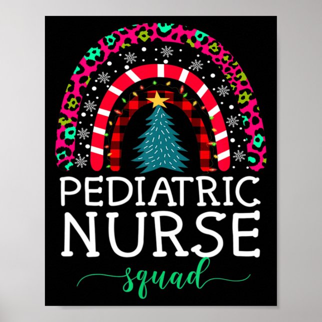 Boho Christmas Leopard Rainbow Pediatric Nurse Squ Poster (Vorne)