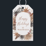 Boho Christmas Personalisiert Geschenkanhänger<br><div class="desc">Hübsche Wasserfarben rustikale boho Stil Geschenke Tags mit einem dekorativen Rahmen aus Sternen,  Baum-Ornamenten und getrockneten Gräsern. Hübsche rustikale,  moderne erdbraune,  Grüntöne und Terrakotta. Vollständige Terrakotta-Farbe auf der Rückseite der Karte.</div>