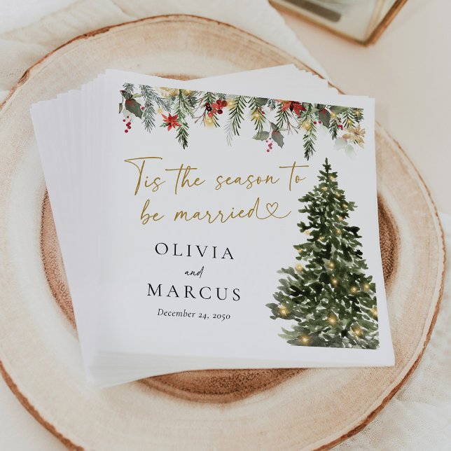 Boho Christmas Pine Tree Lights Winter Wedding Serviette (Von Creator hochgeladen)