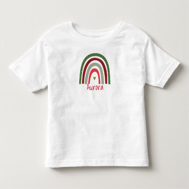 Boho Christmas Rainbow Personalisiert Kleinkind T-shirt (Vorderseite)