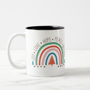 Boho Christmas Rainbow Tasse Joy Liebe Hope Peac