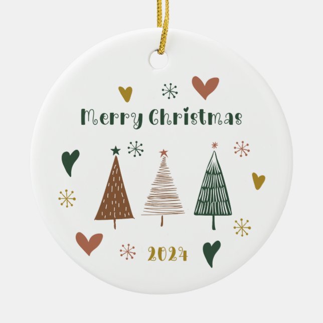 Boho Christmas Tree Keramik Ornament (Vorne)