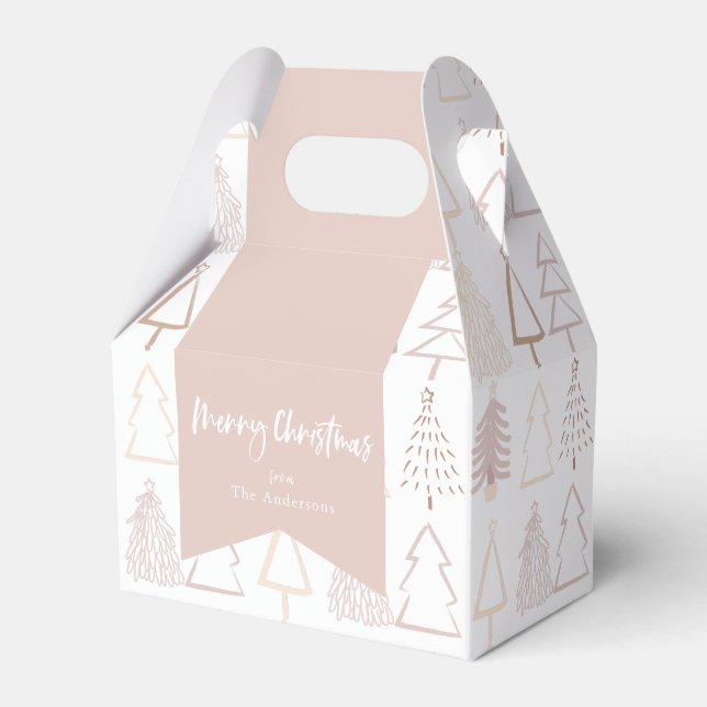 Boho Christmas Tree Muster Dusty Pink Holiday Geschenkschachtel (Vorderseite)