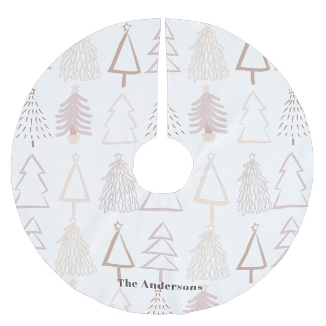 Boho Christmas Tree Muster Dusty Pink Holiday Polyester Weihnachtsbaumdecke (Vorderseite)