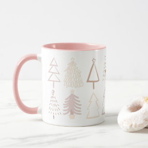 Boho Christmas Trees Dusty Pink Holiday Foto Tasse