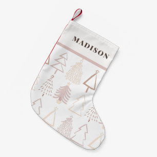 Boho Christmas Trees Dusty Pink White Kleiner Weihnachtsstrumpf