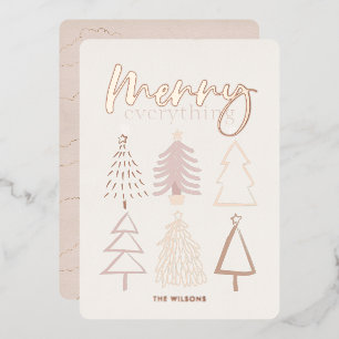 Boho Christmas Trees Rose Gold Foil Folieneinladung