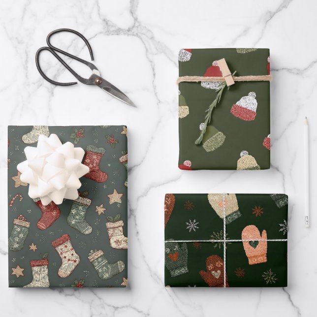 Boho Christmas Wrapping Paper Geschenkpapier Set (Vorderseite)