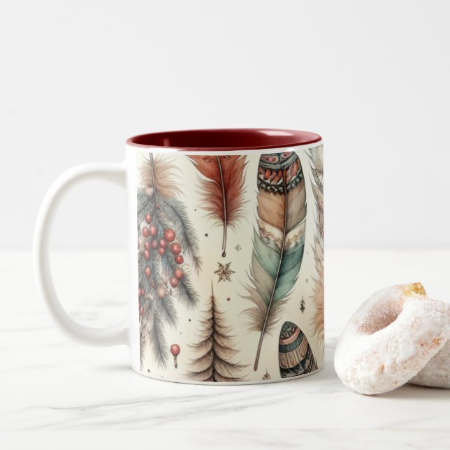 Boho Christmas Zweifarbige Tasse (Mit Donut)