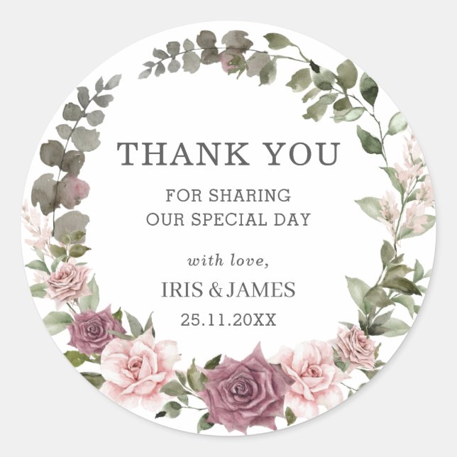 Boho Cinnamon Rose Rosa Gastgeschenk Hochzeit Runder Aufkleber (Vorderseite)