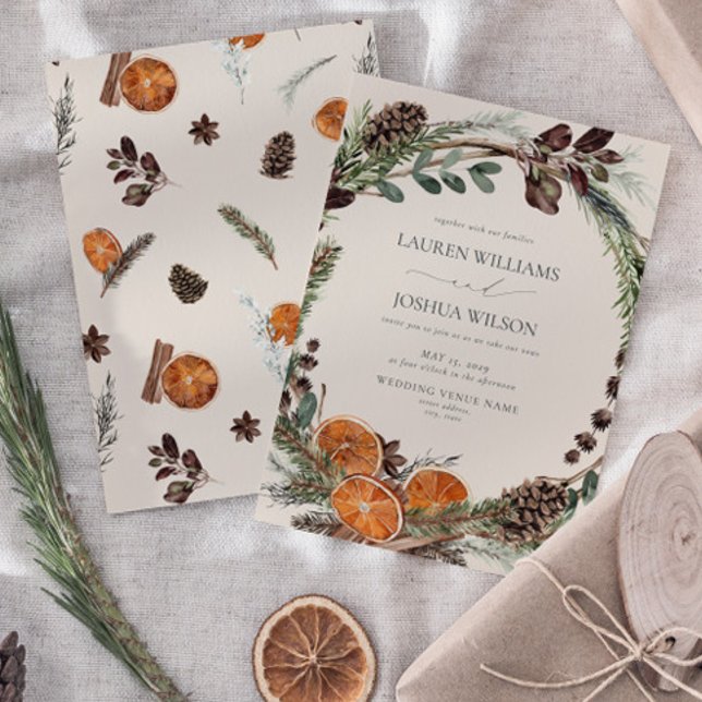 Boho Citrus Rustic Orange Modern Cinnamon Wedding Einladung (Wedding Invitation!)