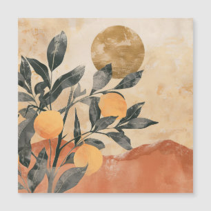 Boho Citrus Tree mit Sonne und Bergen Magnetkarte