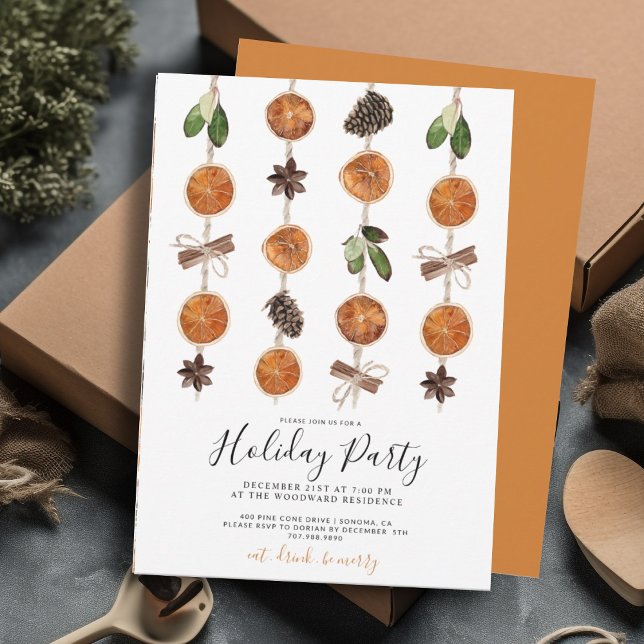 Boho Citrus und Spice Holiday Party Einladung (Von Creator hochgeladen)