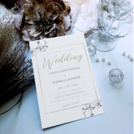 Boho Classic Frame Schwarz-weiß Gold Orchid Weddin Einladung