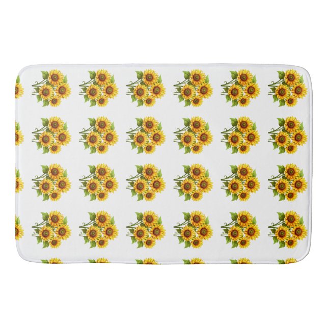 Boho Classic Niedlich Rustikale Moderne Sonnenblum Badematte (Vorderseite)