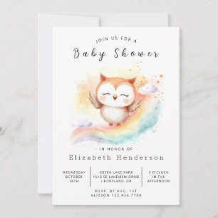 Boho Classic Owl Baby Dusche Einladung