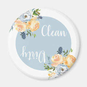 Boho Clean Dirty Floral Blue Geschirrspülmaschine Magnet
