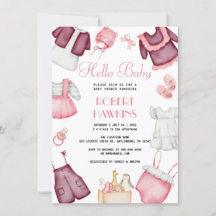 Boho Clothes Girl Baby Shower Einladung
