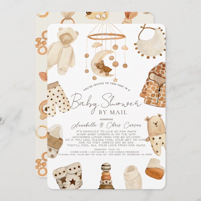 Boho Clothes Kinderzimmer Babydusche von Mail Einladung (Vorne/Hinten)