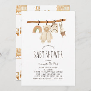 Boho Clothesline Gender Neutral Baby Shower Einladung