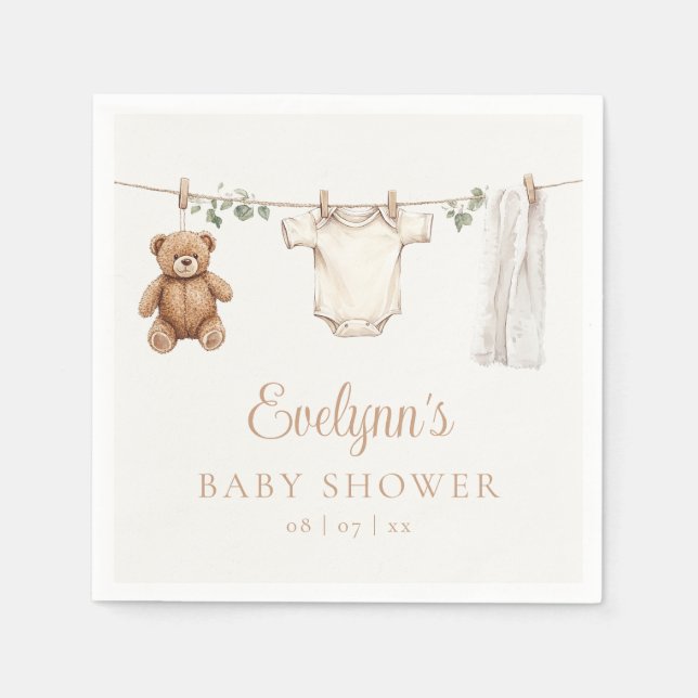 Boho Clothesline Gender Neutral Baby Shower Serviette (Vorderseite)