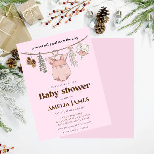 Boho Clothesline Girl Baby Clothes Babydusche Einladung