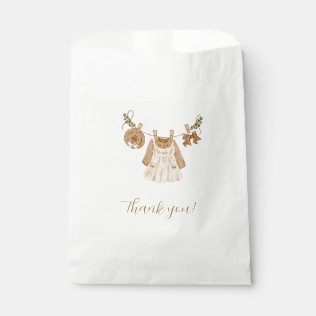Boho Clothesline Girl Baby Dusche Geschenktütchen (Vorderseite)