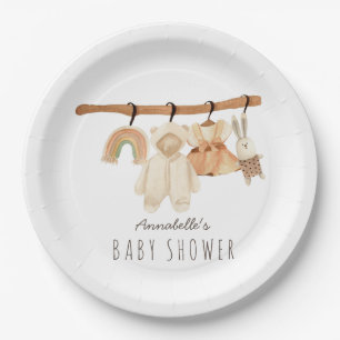 Boho Clothesline Girl Baby Dusche Pappteller