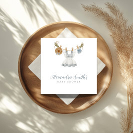 Boho Clothesline Girl blau-weiß Aquarell Serviette