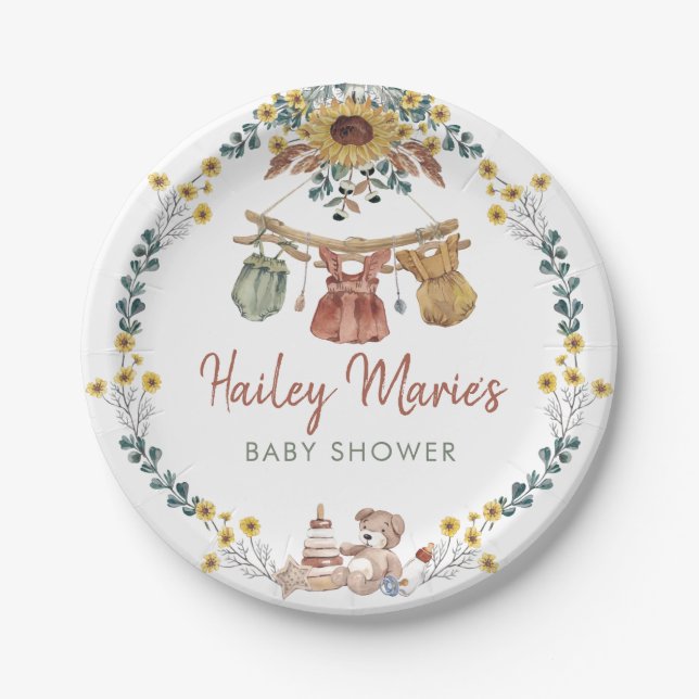 Boho Clothesline Paper Plate Pappteller (Vorderseite)