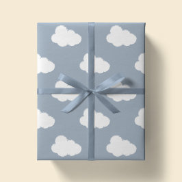 Boho Clouds Sky Simple Gender Neutral Kids Blue Geschenkpapier