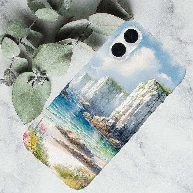 Boho Coastal Cliffs Wildflower Beach Art Case-Mate iPhone Hülle (Von Creator hochgeladen)