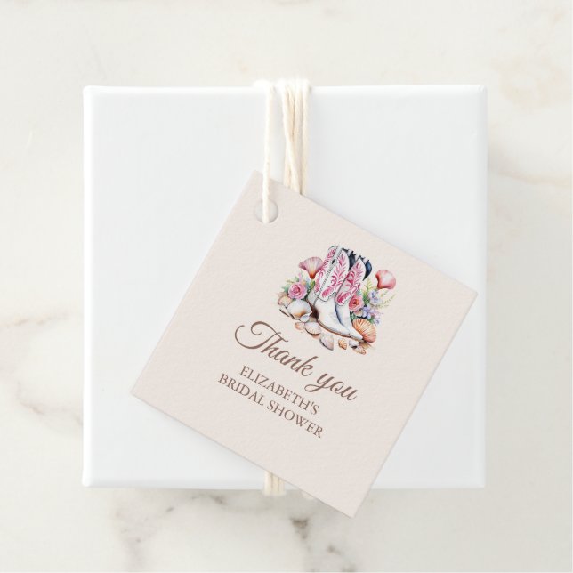 Boho Coastal Cowgirl Boots Brautparty Vielen Dank Geschenkanhänger (Beispiel)