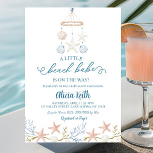 Boho Coastal Little Beach Babe Babyparty Einladung