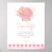 Boho Coastal Windel-Raffle Baby Shower Poster
