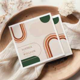 Boho Coctail Napkins mit abstrakten Bogenformen Serviette