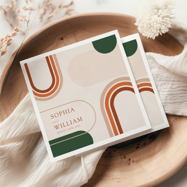 Boho Coctail Napkins mit abstrakten Bogenformen Serviette (Von Creator hochgeladen)