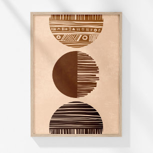 Boho Coffee Brown Beige Abstrakte Stammestall Kuns Poster