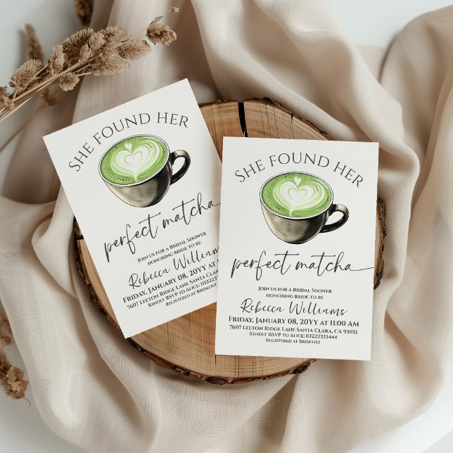 Boho Coffee Green Perfect Matcha Brautparty Einladung (Von Creator hochgeladen)